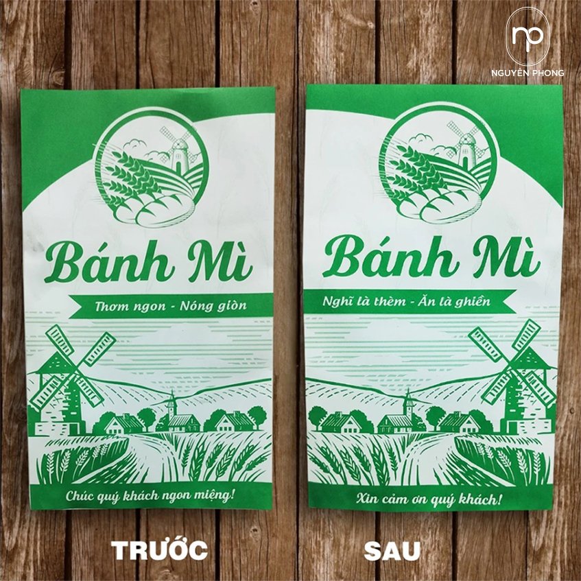 In túi đựng bánh mì màu xanh lá đẹp